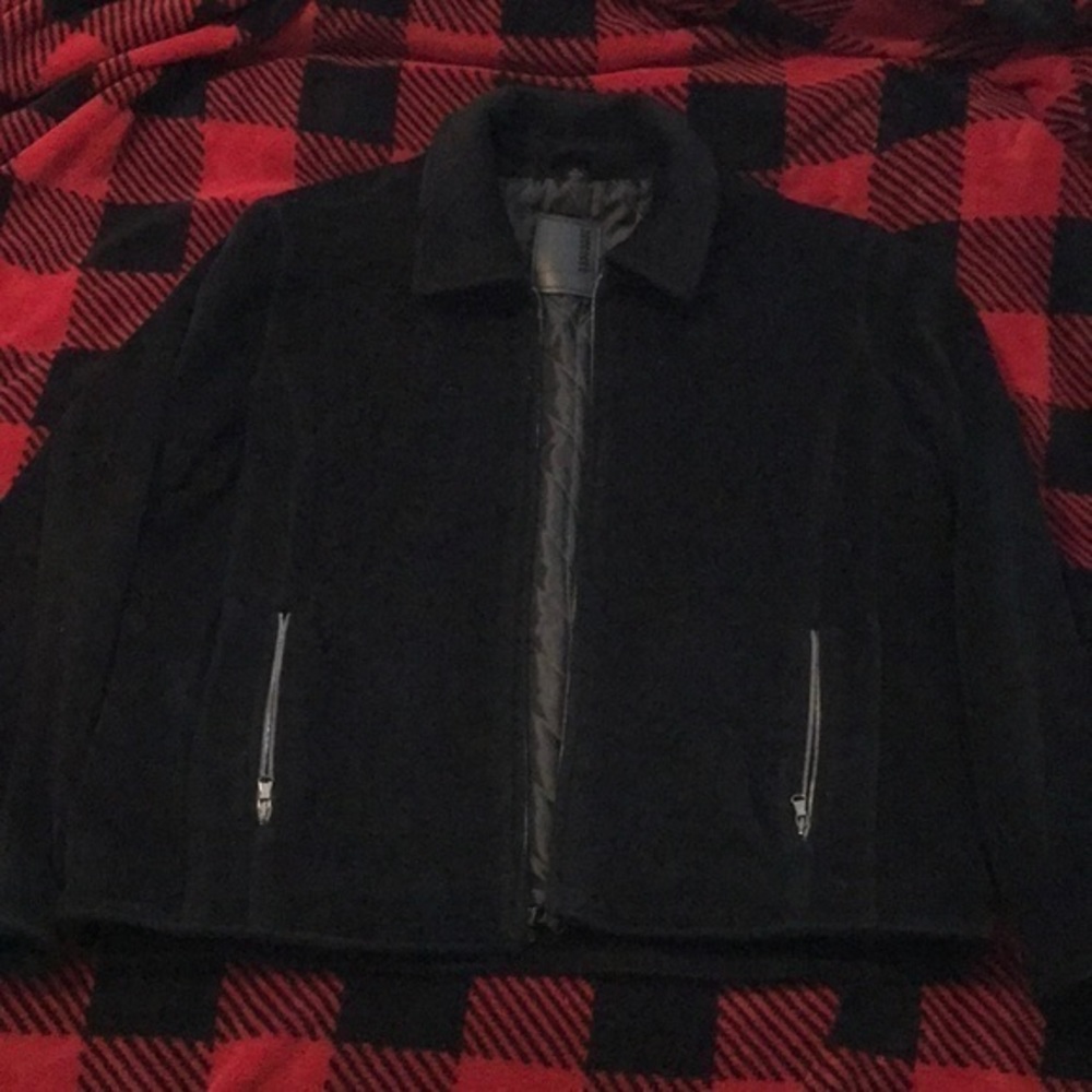 Vertical Robert Comstock mens wool rabbit hair jacket‎ black size large